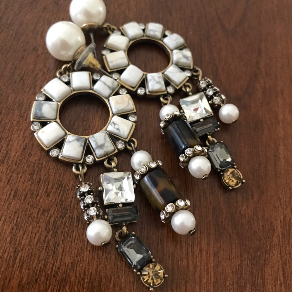 Ann Taylor earrings. Multi patterned and pearl.